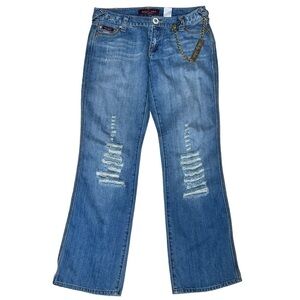Baby Phat Y2K Distressed Jeans With Wallet Chain. Size Junior 7